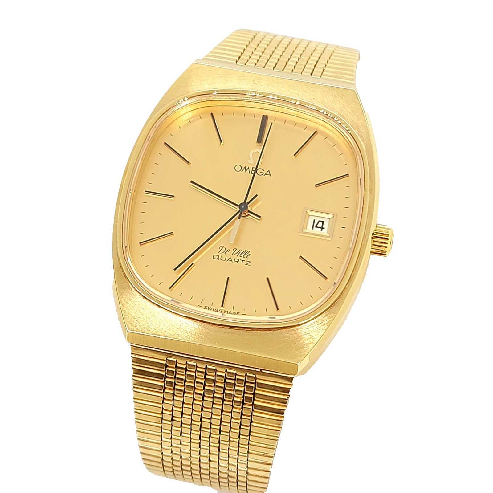 NOS OMEGA De Ville Quartz 1342 Ref.192.0035 Gold Capped Date Vintage Men’s Watch