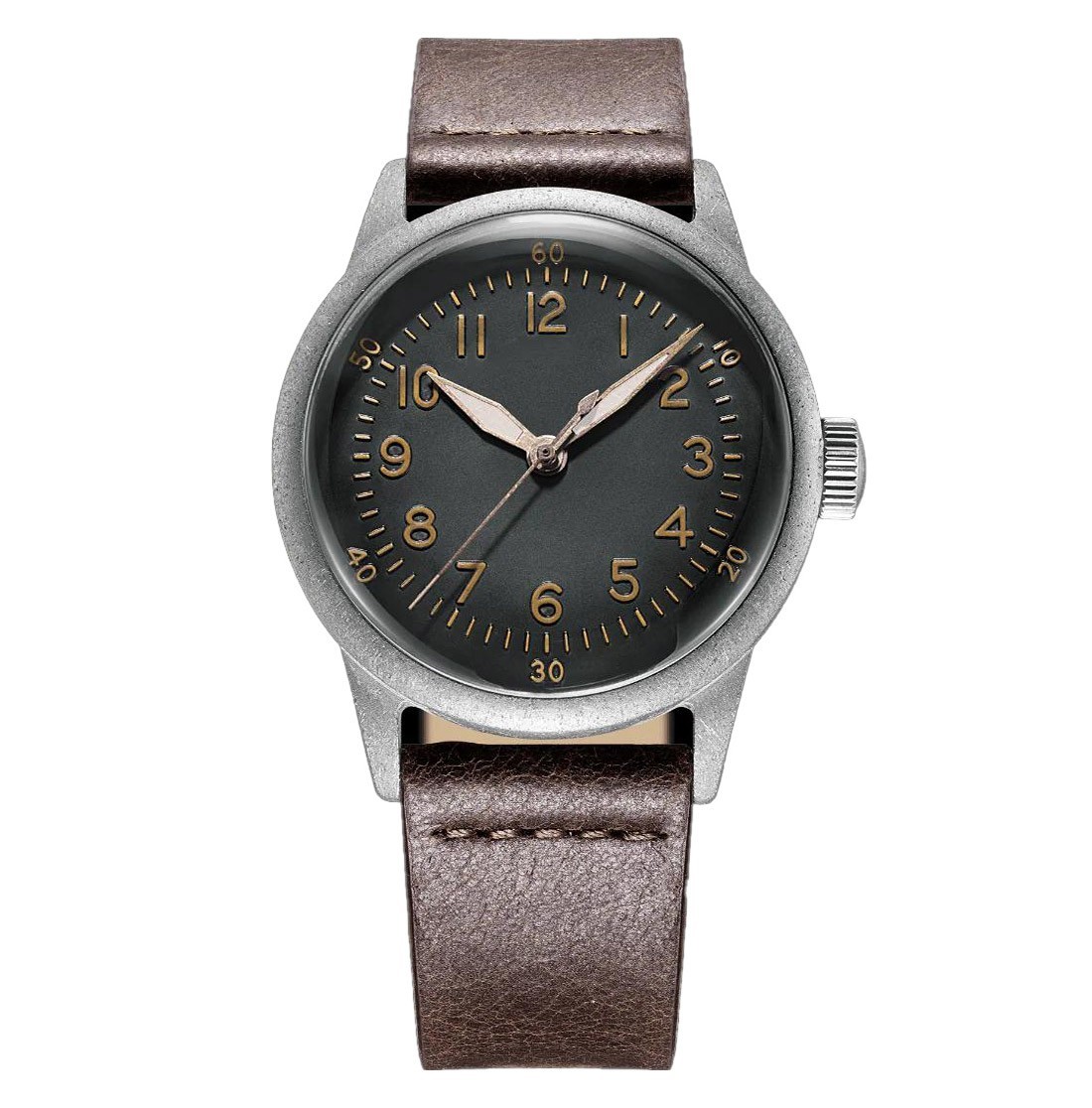 Praesidus Neptune Automatic Steel Aged Leather Military Men’s Watch