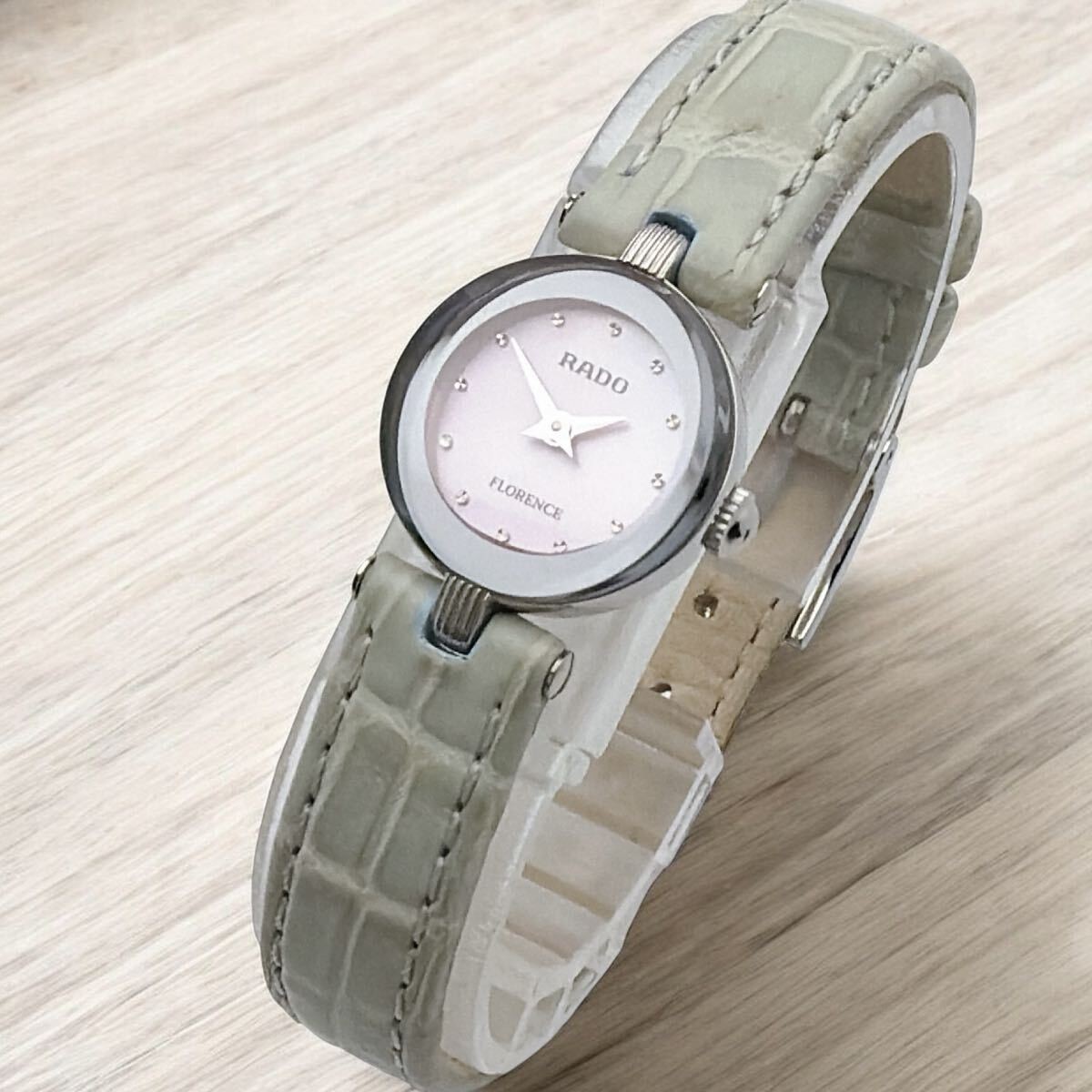 RADO Florence Pink Shell Dial Silver Wristwatch Quartz 18mm Wrist 16cm