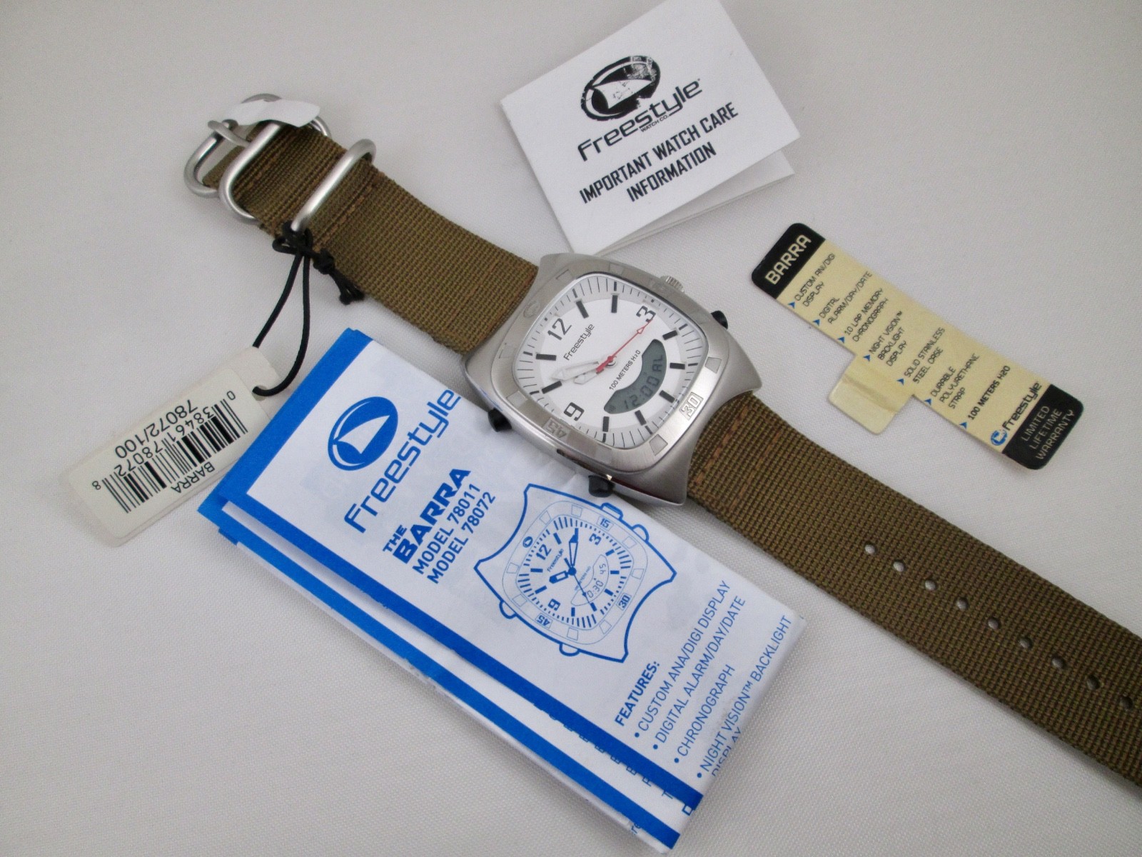 Freestyle Barra men’s analogue digital watch day date alarm stop watch light NOS