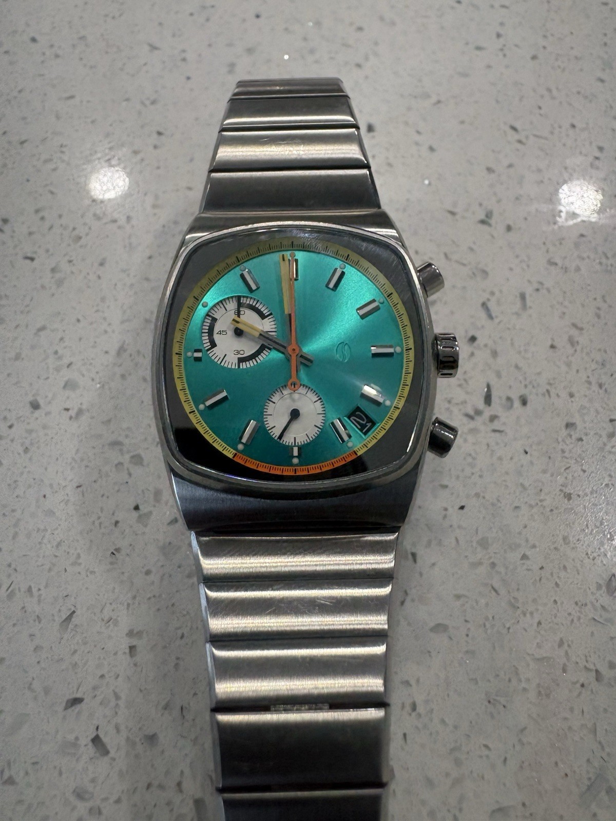 Brew Metric Chronograph Retro Green Dial Chronograph Preowned GOOD Condition