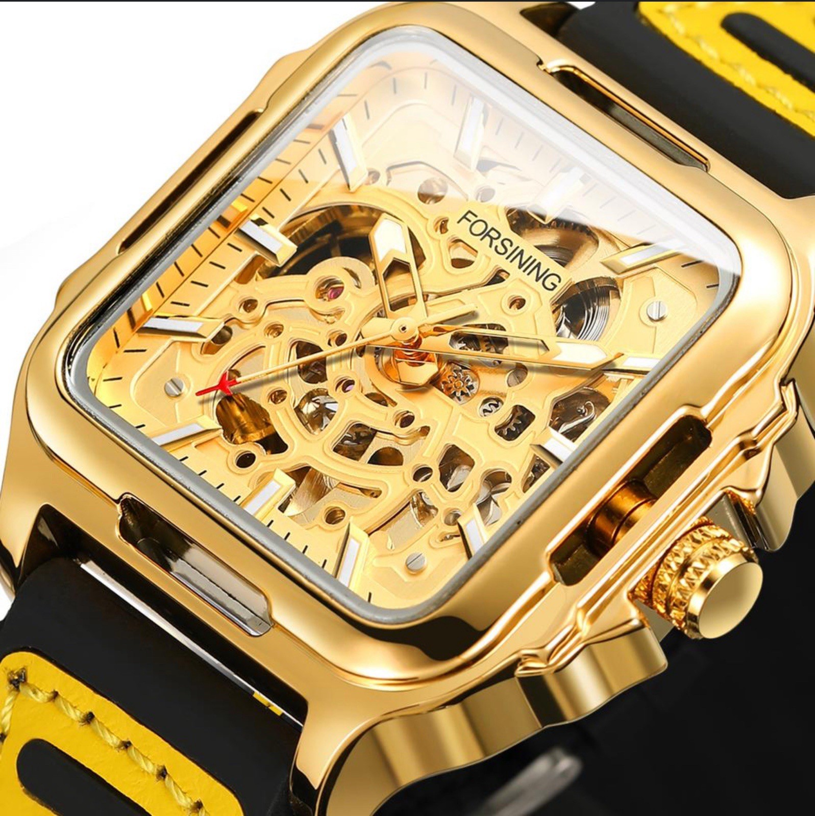 Forsining Men’s Automatic Square Transparent Waterproof Watch