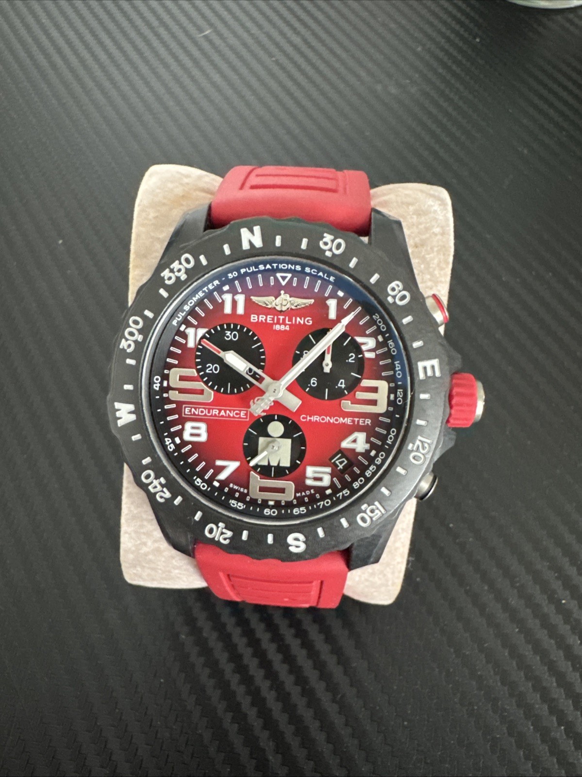 Breitling Endurance Pro Quartz Ironman Watch 44mm X82310 Red With Black Dial