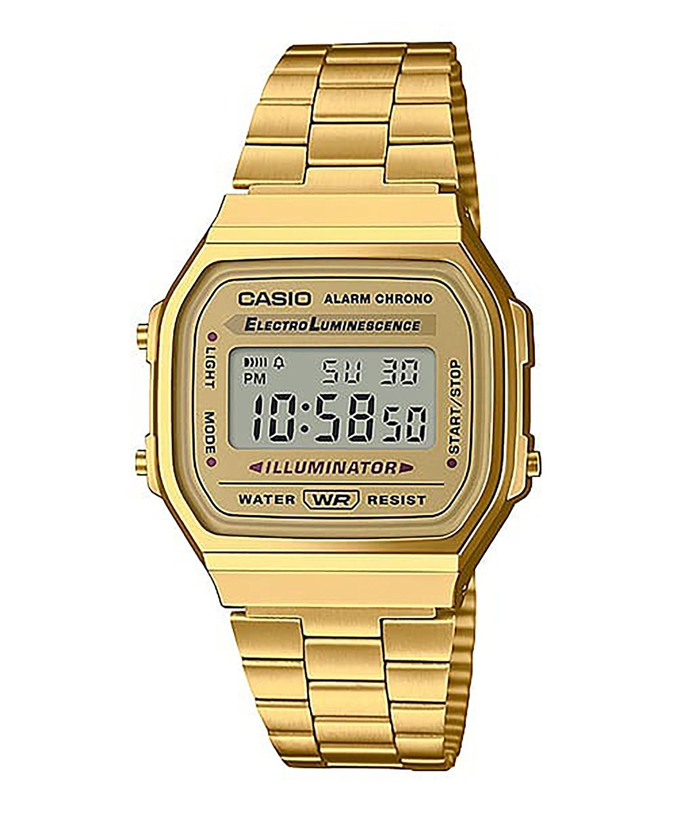 Casio Alarm Chrono Stainless Steel Aqua Blue Dial A168WG-9WDF Unisex Watch