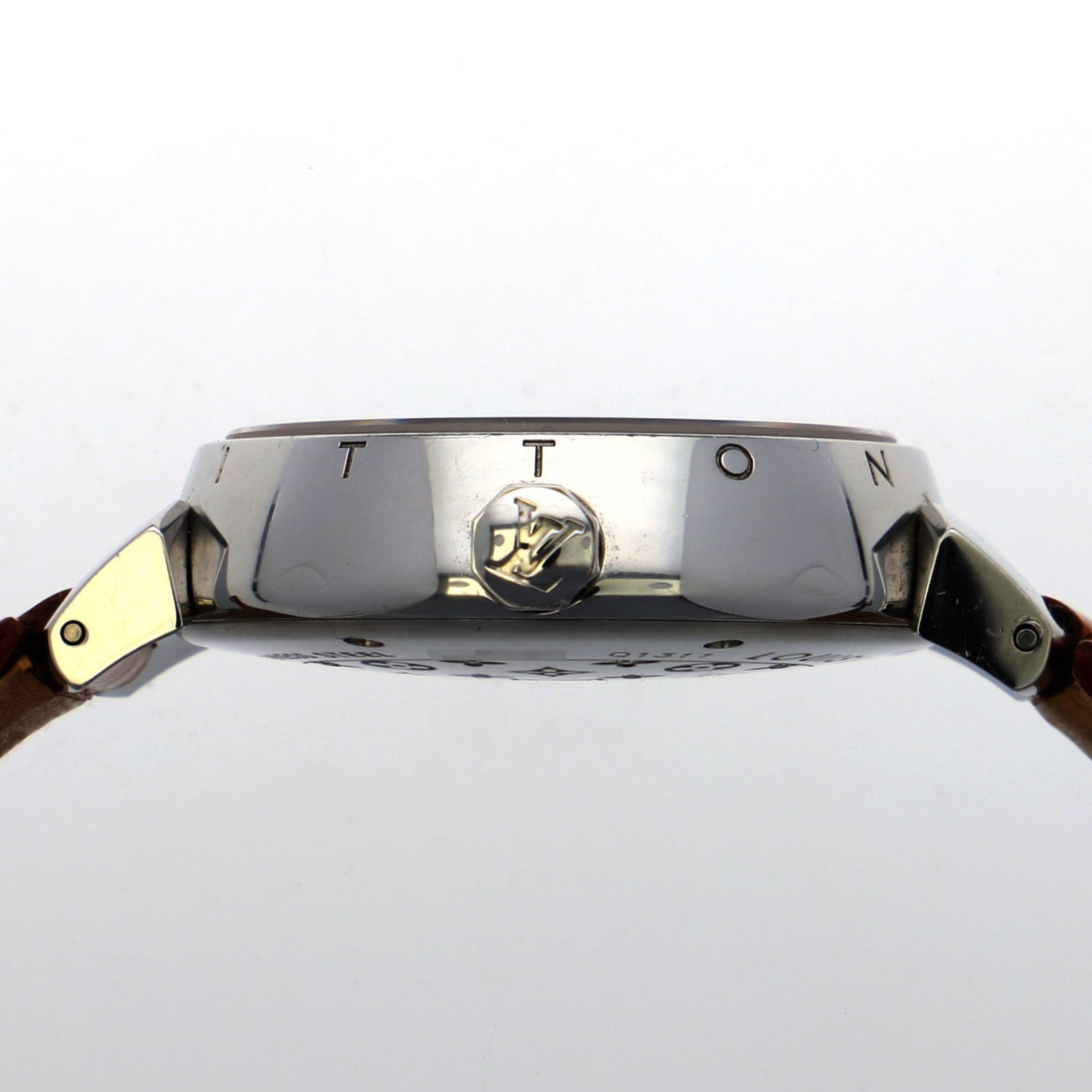 LOUIS VUITTON Q1311 Tambour Brown Dial Quartz Stainless Steel Leather Unisex