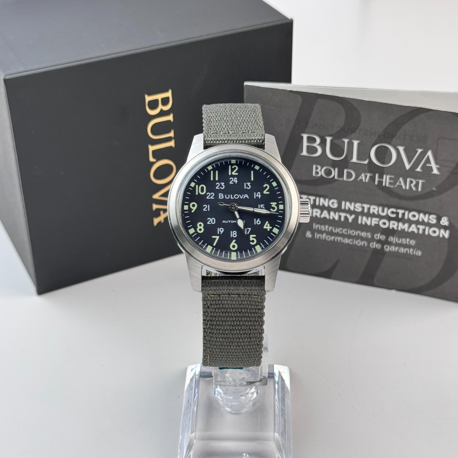 Bulova Hack VWI Special Edition Automatic Black Dial Men’s Nylon Watch 96A259