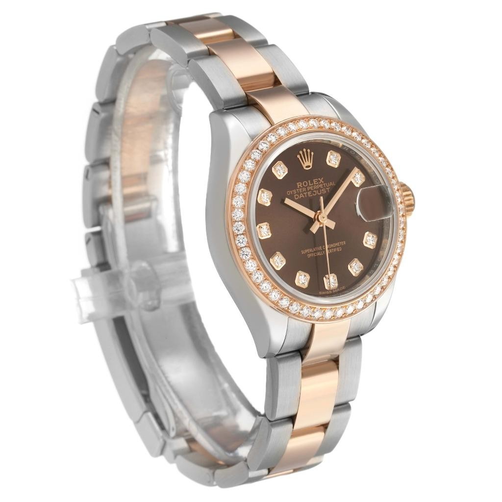 Rolex Datejust 28 Steel Rolesor Everose Gold Diamond Watch 279381