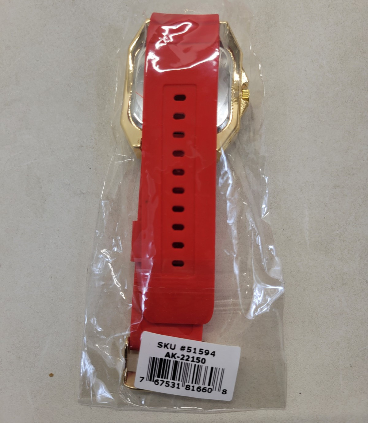 Montres Carlo Men’s 53mm Big Face Quartz Watch Red Silicone Band – Model 51594