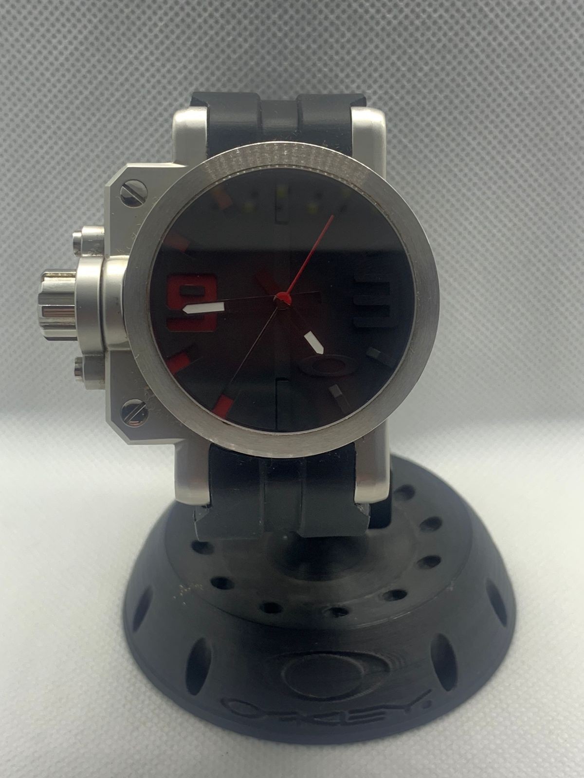 Oakley Gearbox Watch Stainless Steel Black & Red Swiss Made Sapphire Crystal
