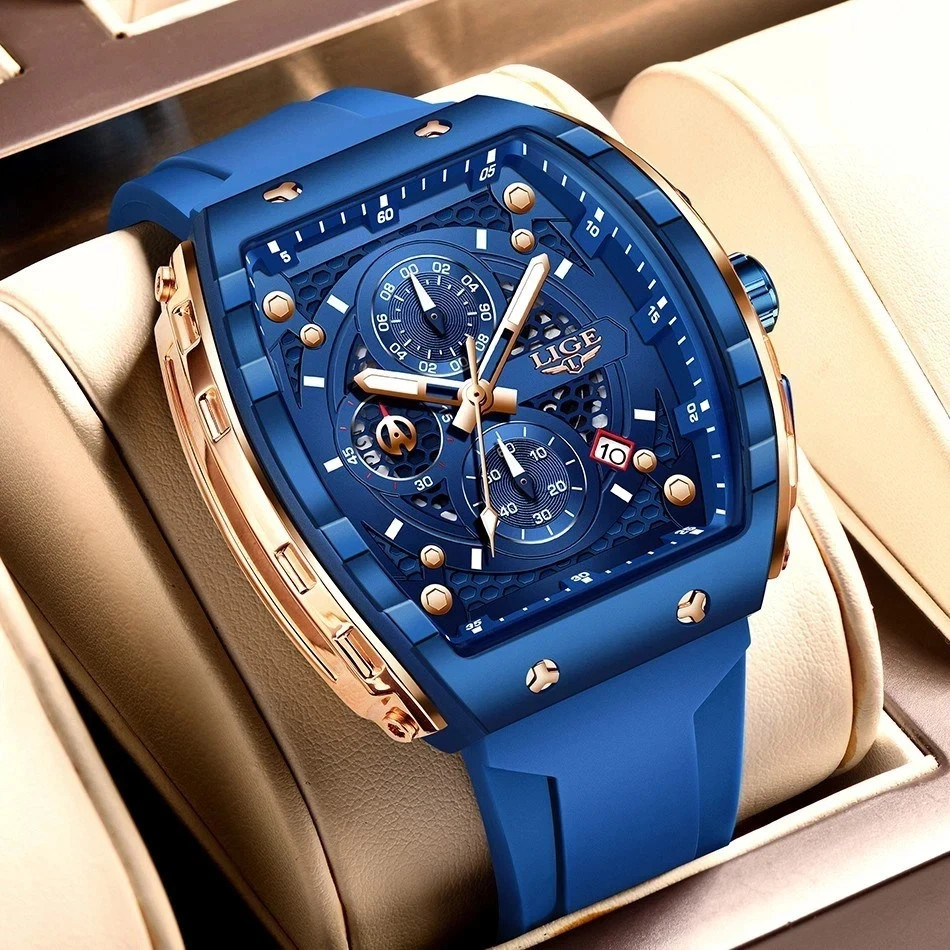 LIGE Mens Army Military Big Watch Quartz Date Waterproof Sports Chronograph New