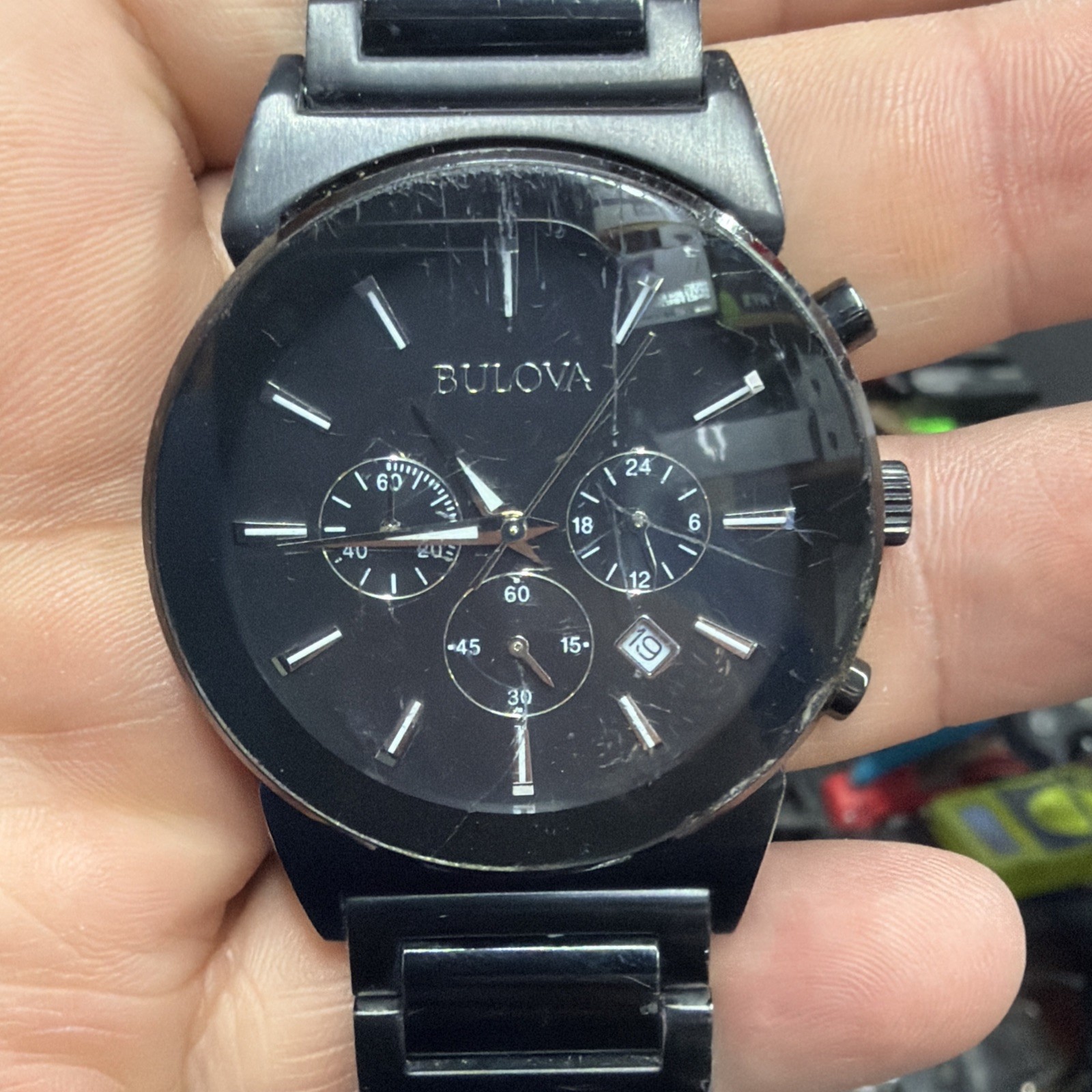 Bulova 98B215 Chronograph Water Resistant Black *READ DESCRIPTIONS*