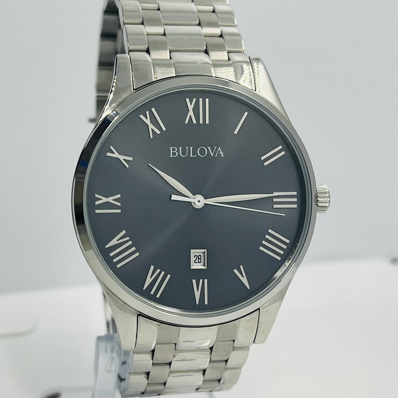 Bulova Men’s Classic Collection Silver/Black Stainless Steel 40mm Watch 96B261