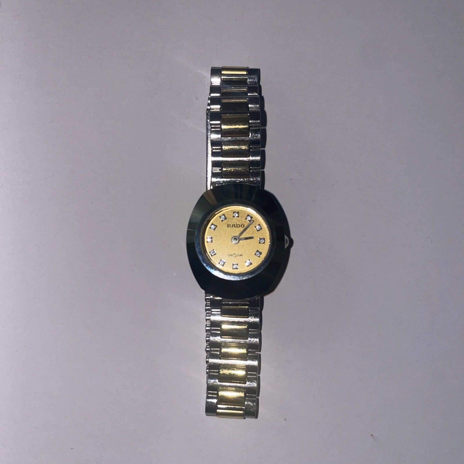 Rado DiaStar Swiss Made Quartz Women’s Gold Dial Two-Tone Bracelet Box Papers