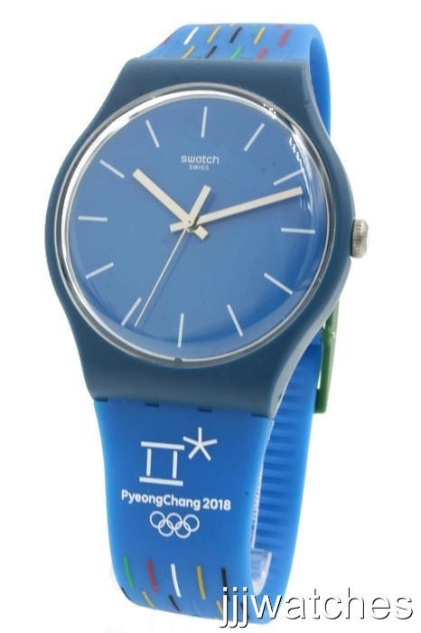 New Swiss Swatch Olympics PETITS BATONS Blue Silicone Watch 41mm SUOZ277 $85