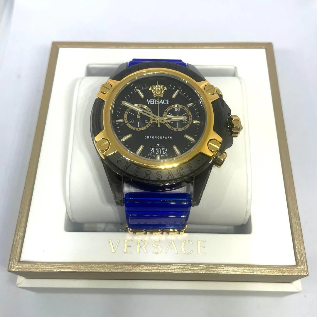 VERSACE ICON ACTIVE VE8P00925 Mens Quartz Stainless Steel Watch Black Blue Gold