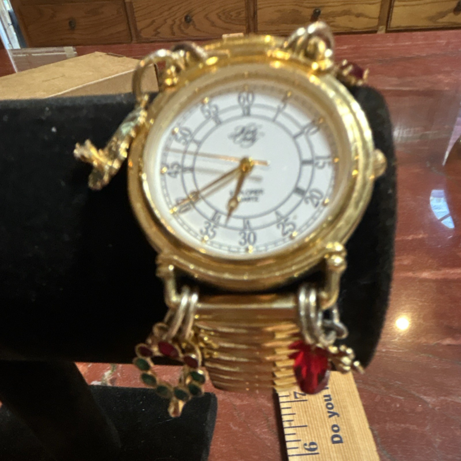 Kirks Folly Celestial Charm Quartz Watch Gold Expandible Band With Crystals