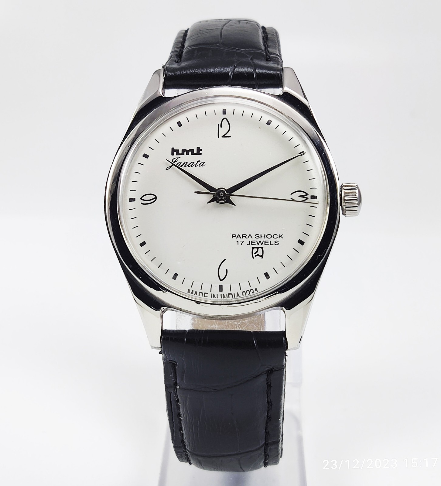 HMT Janata White Dial 17 Jewels Mechanical Hand Winding Wrist Watch For Men’s