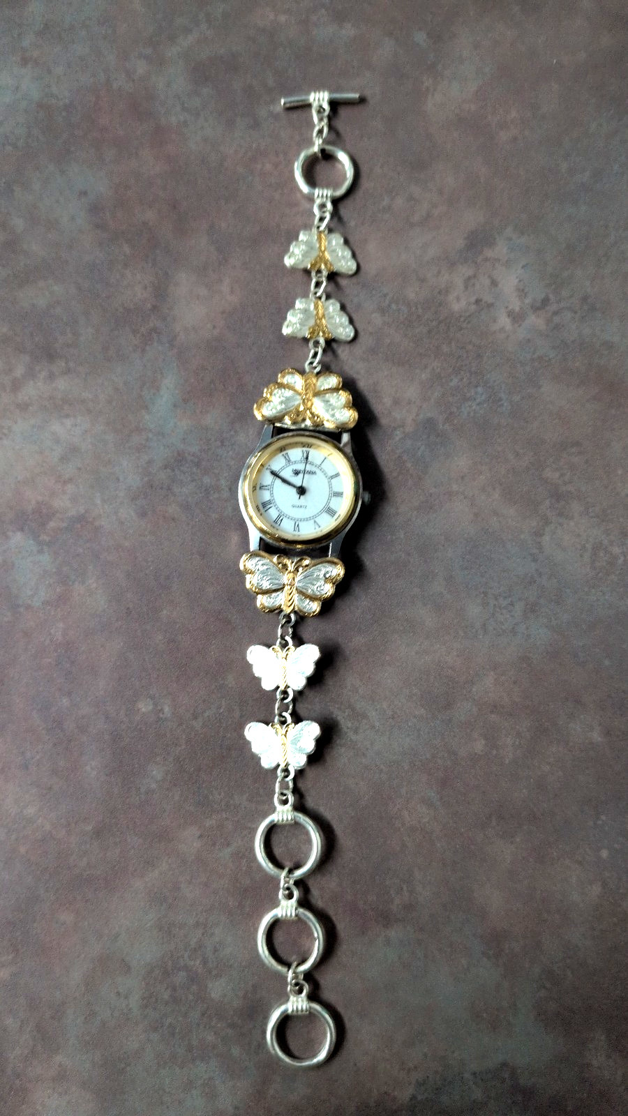 Montana Silversmiths Watch Silver tone Heart Bracelet Butterfly x5030 Vintage