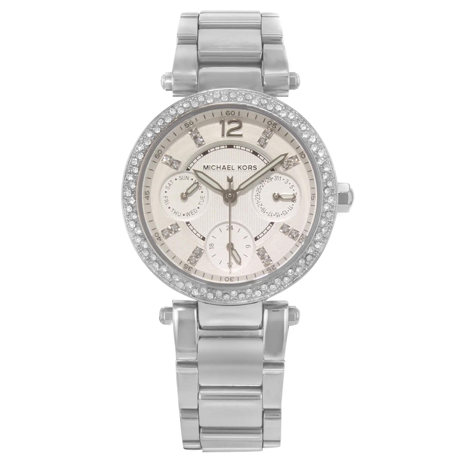 Michael Kors Parker 33mm Steel White Diamond Dial Quartz Ladies Watch MK5615