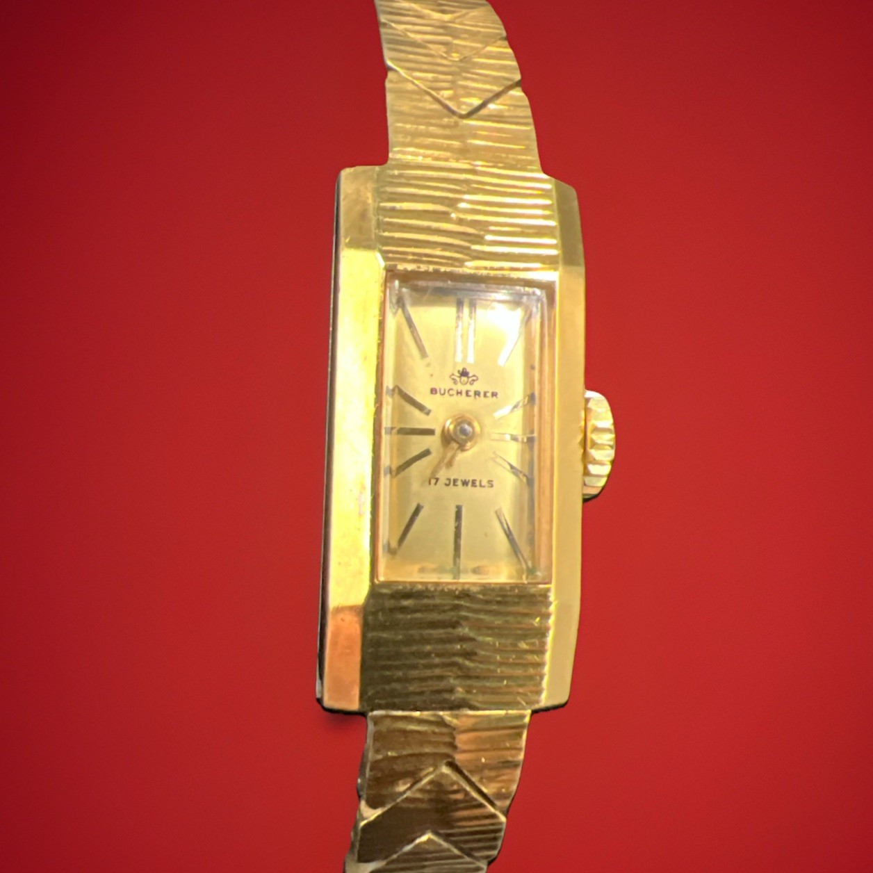 VTG Bucherer 17 Jewels Ladies 7” Manual Watch (works) Gold Plated ~ 14 910