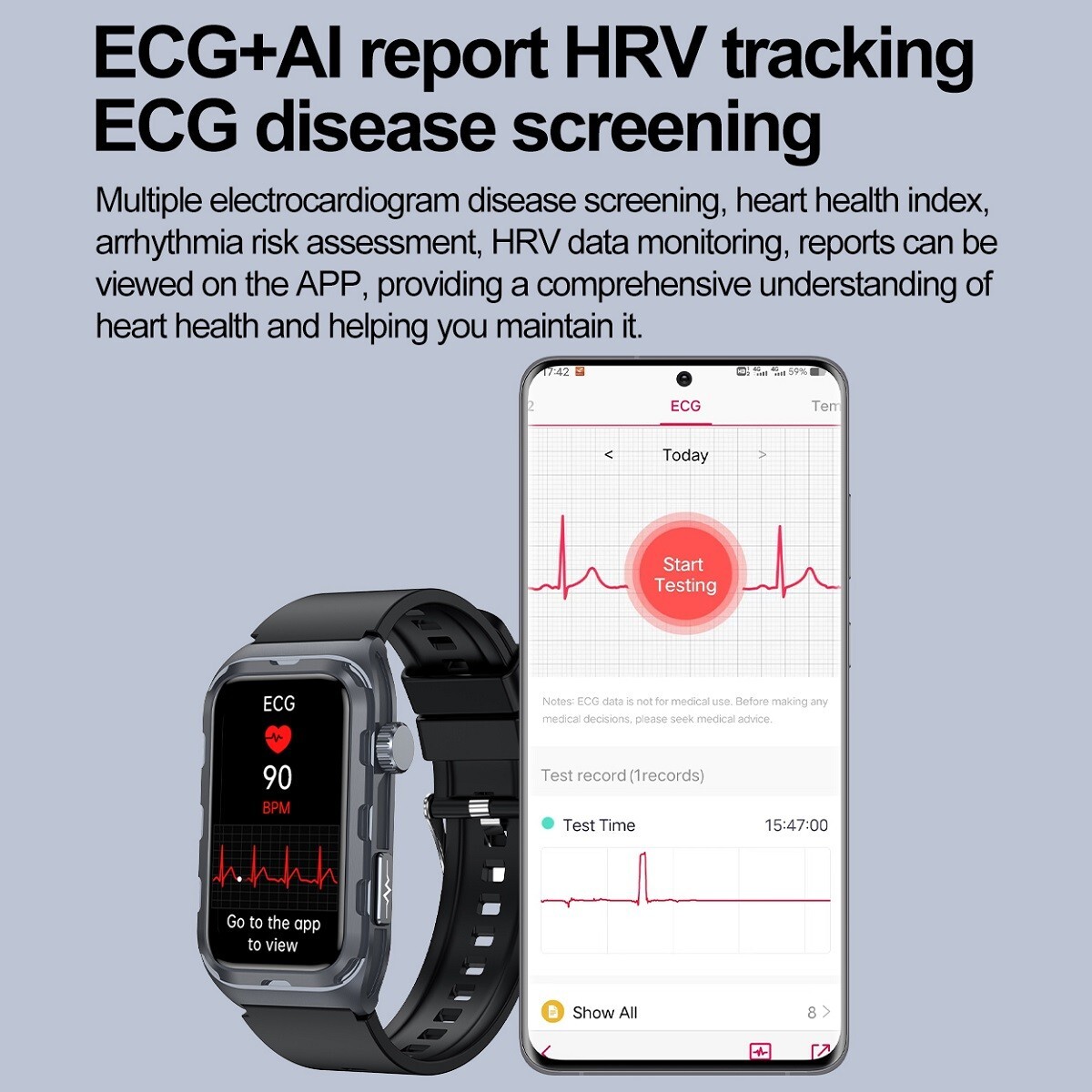 2025 ECG Health Monitoring Intelligent Health Management Smartwatch 1.47″ TK79
