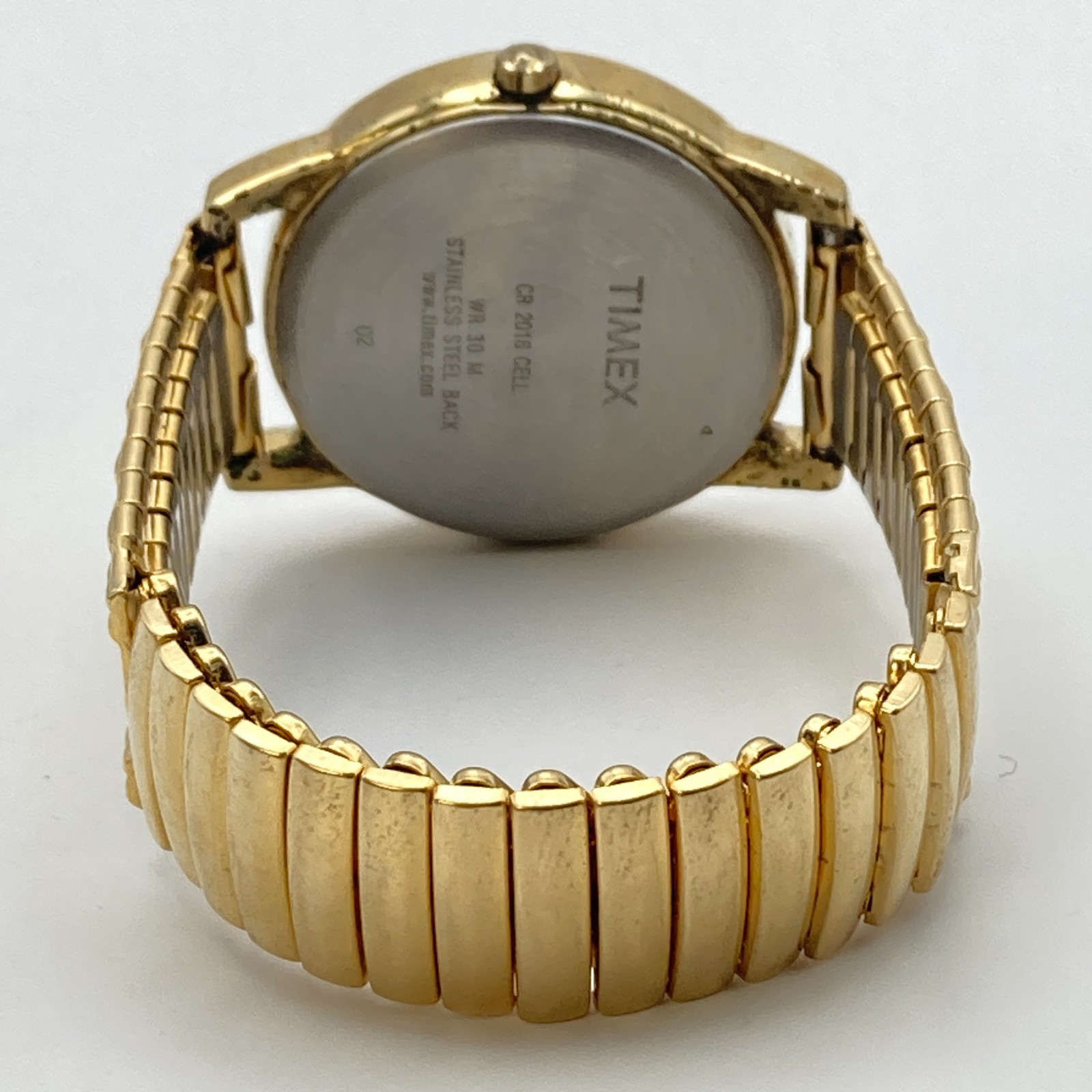 Timex Easy Reader Mens Watch 35mm Gold Tone Indiglo Date Stretch 30M New Battery