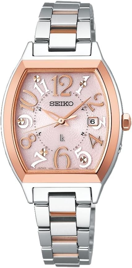 SEIKO SSVW214 LUKIA Standard Collection Radio Solar Watch Pink Gold x Silver NEW