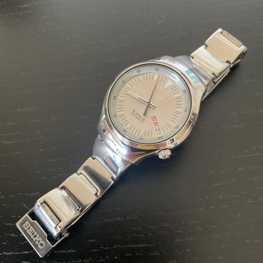 SEIKO S-WAVE Automatic Watch 38x45mm Wrist 18.5cm From Japan