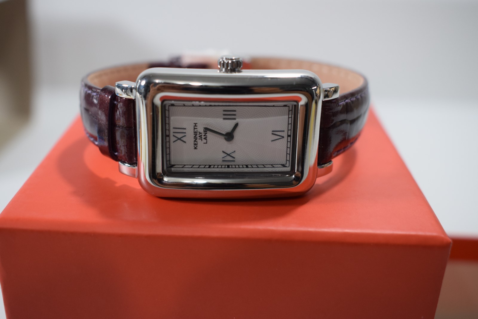 Kenneth Jay Lane Women’s Watch Textured Dial Purple Genuine Leather