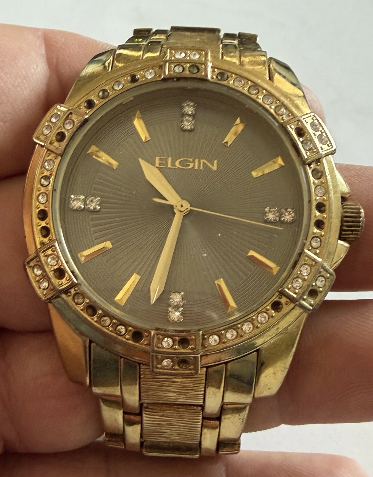 Elgin Men’s Watch Gold Tone New Battery FG10009ST