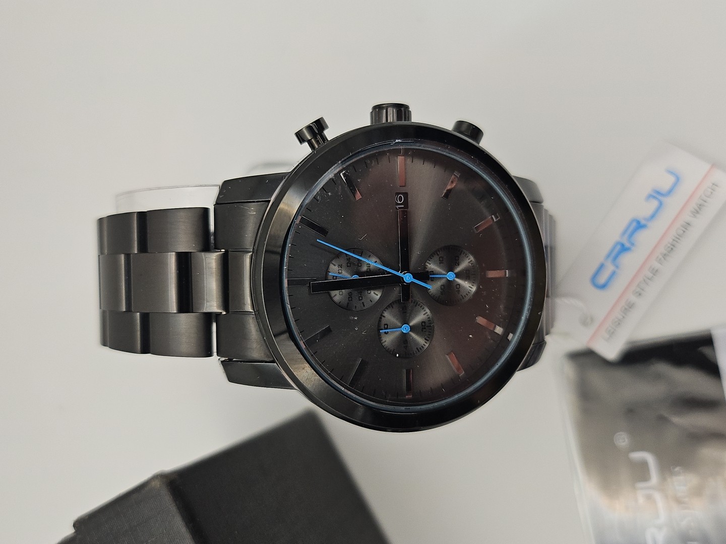 CRRJU Watches for Men Luxury Business Stainless Steel Waterproof Calendar Chrono