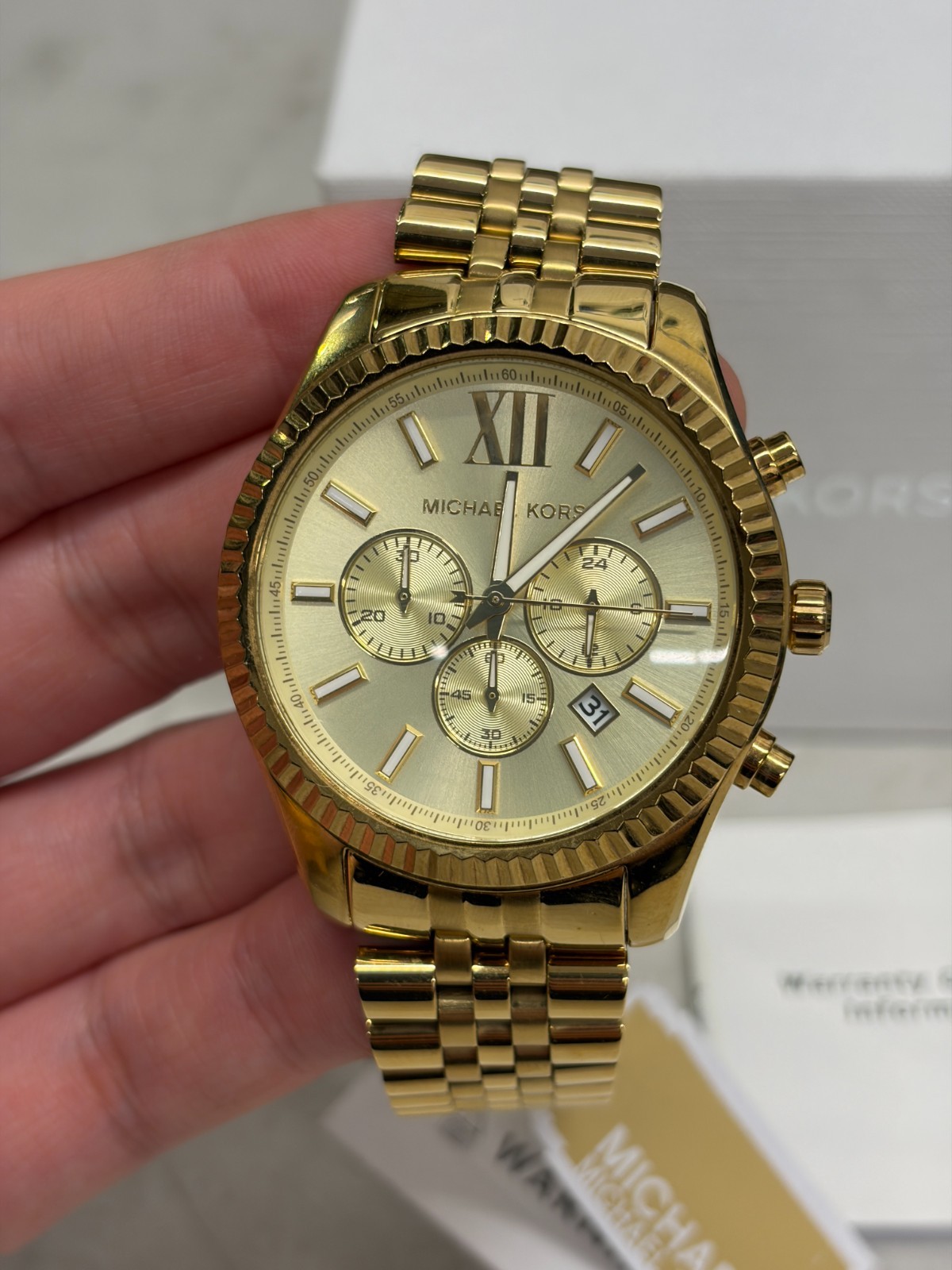 Michael Kors Lexington Chronograph Champagne Dial Men’s 45MM Watch