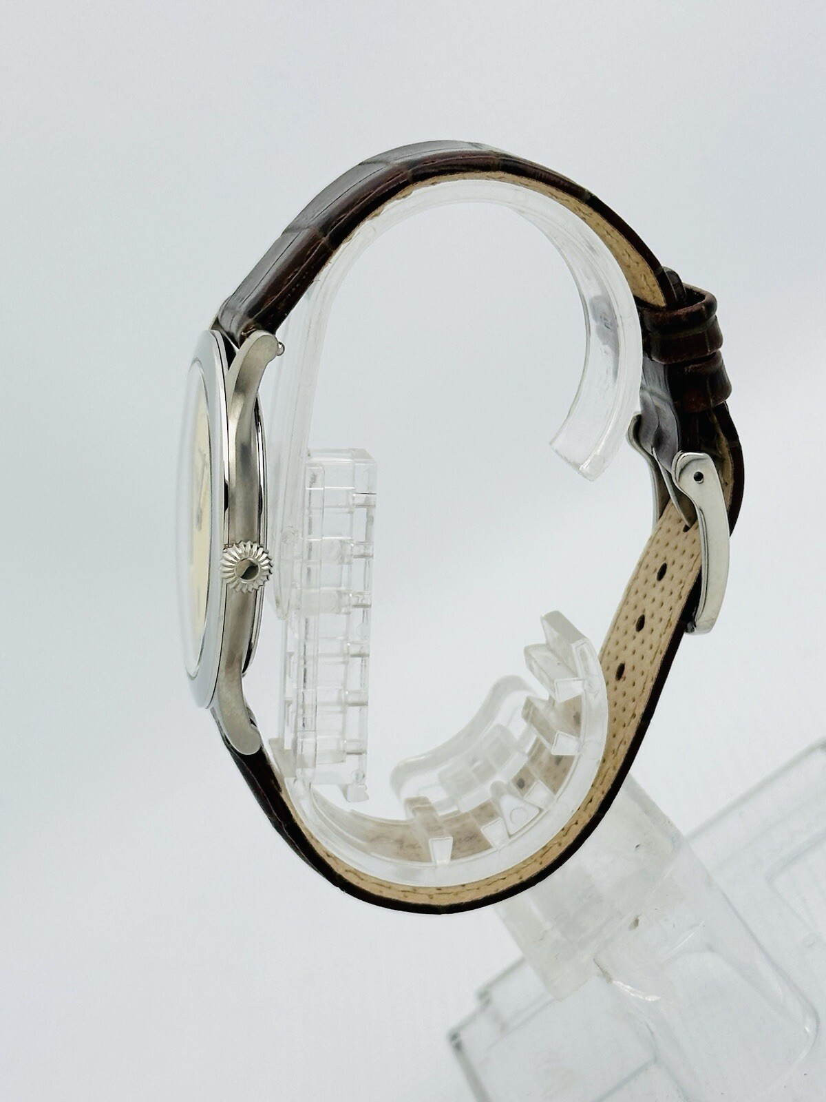 Tommy Bahama TB1051 Pineapple Dial Brown Croco Texture Leather Ultra Slim Watch