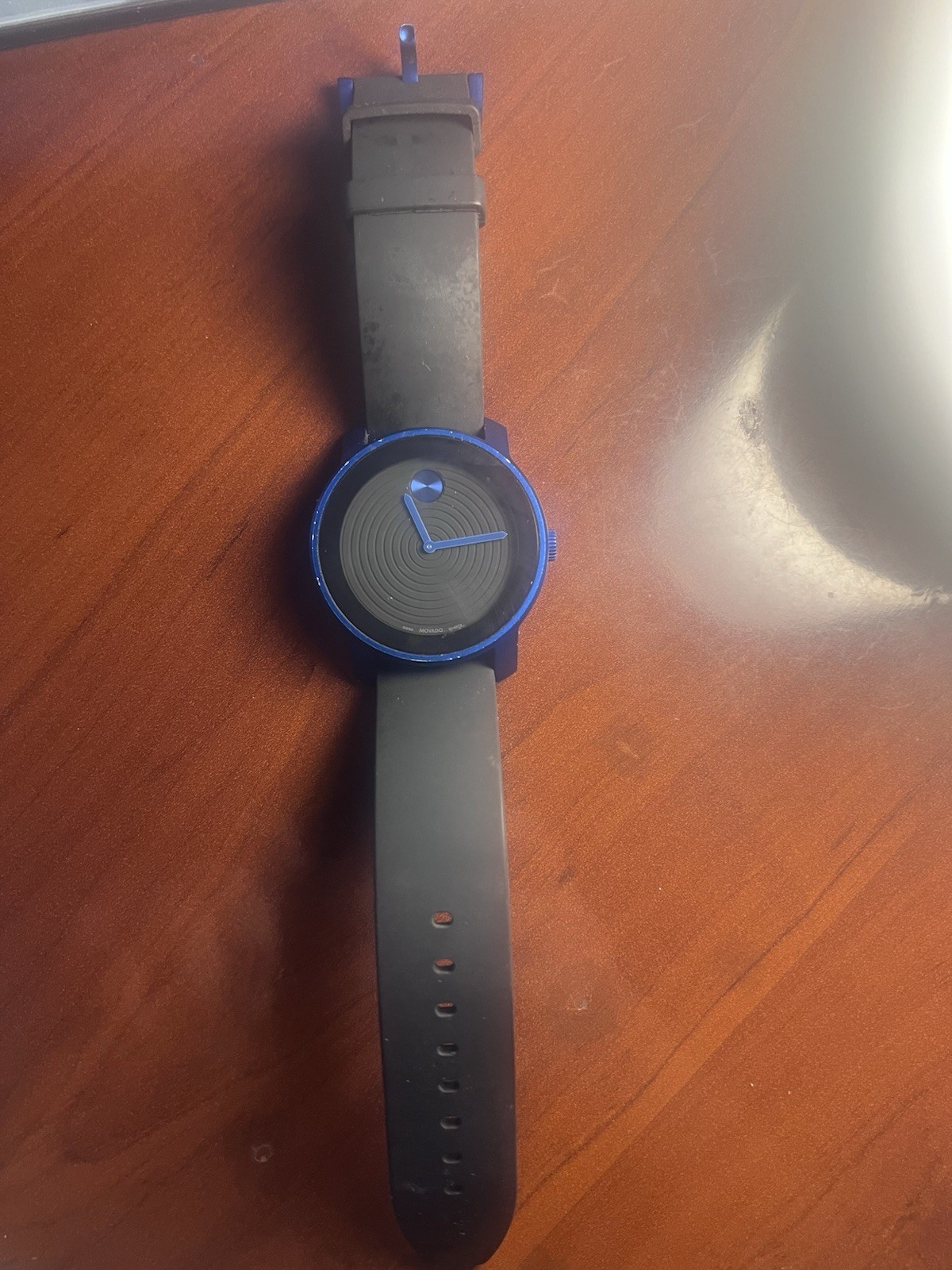 Movado BOLD TR90 42mm Case Stainless Steel Black, Leather Band Black Wristwatch