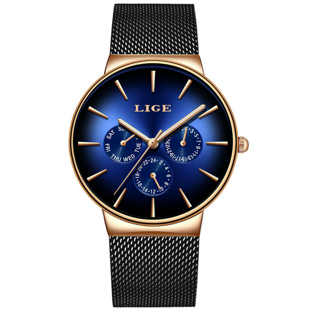 LIGEMen Watches Fashion Ultra-Thin Dial Male Business Weekdays Steel Wristwatch`