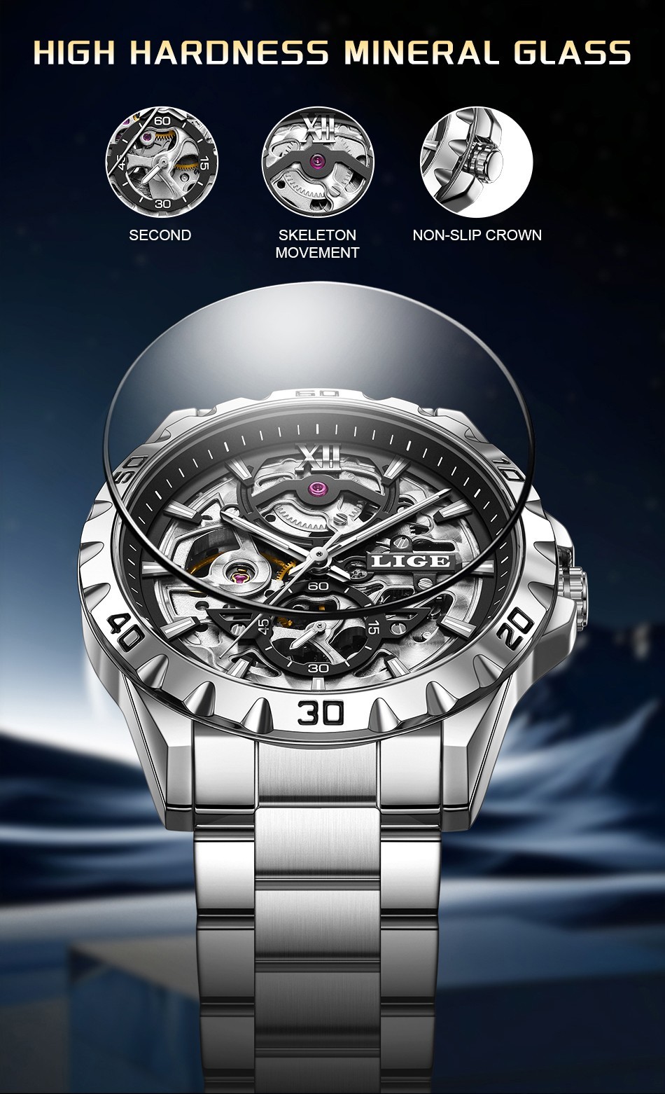 Mechanical Casual Fashion Business Sport Waterproof Automatic Men’s Wristwatches