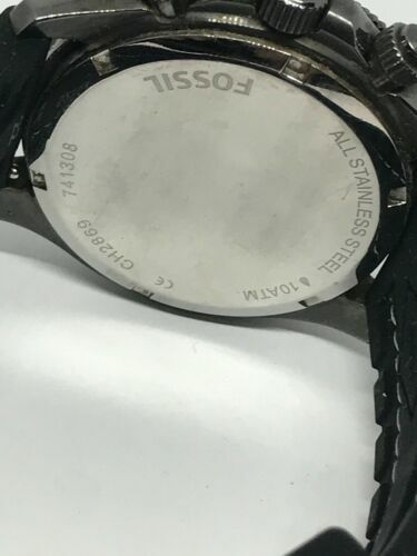 Fossil CH2869 Retro Traveler Chronograph Men’s Black Silicone Analog Watch Bb818