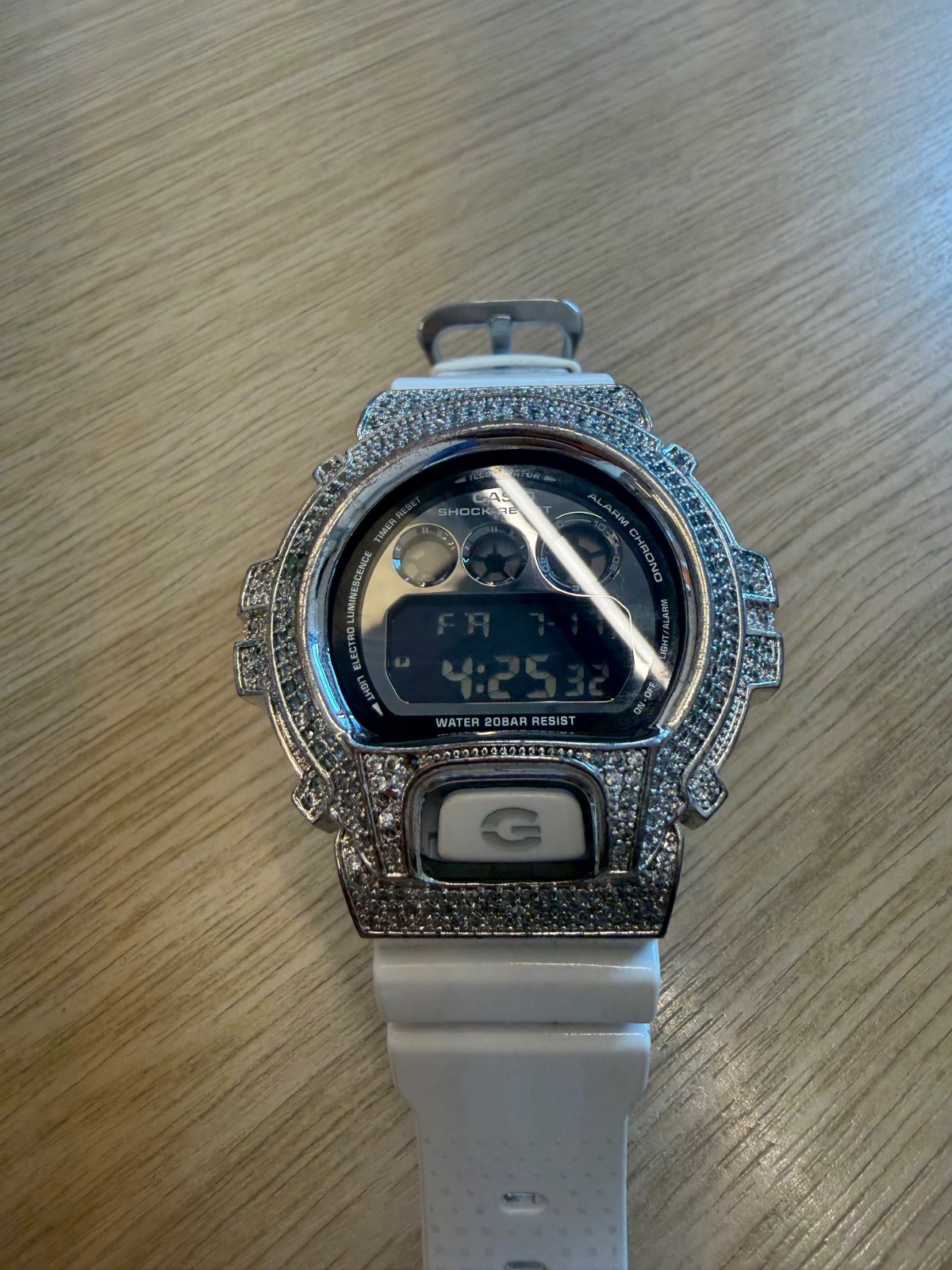 Vintage Casio G-Shock Watch With Crystal Case And White Band