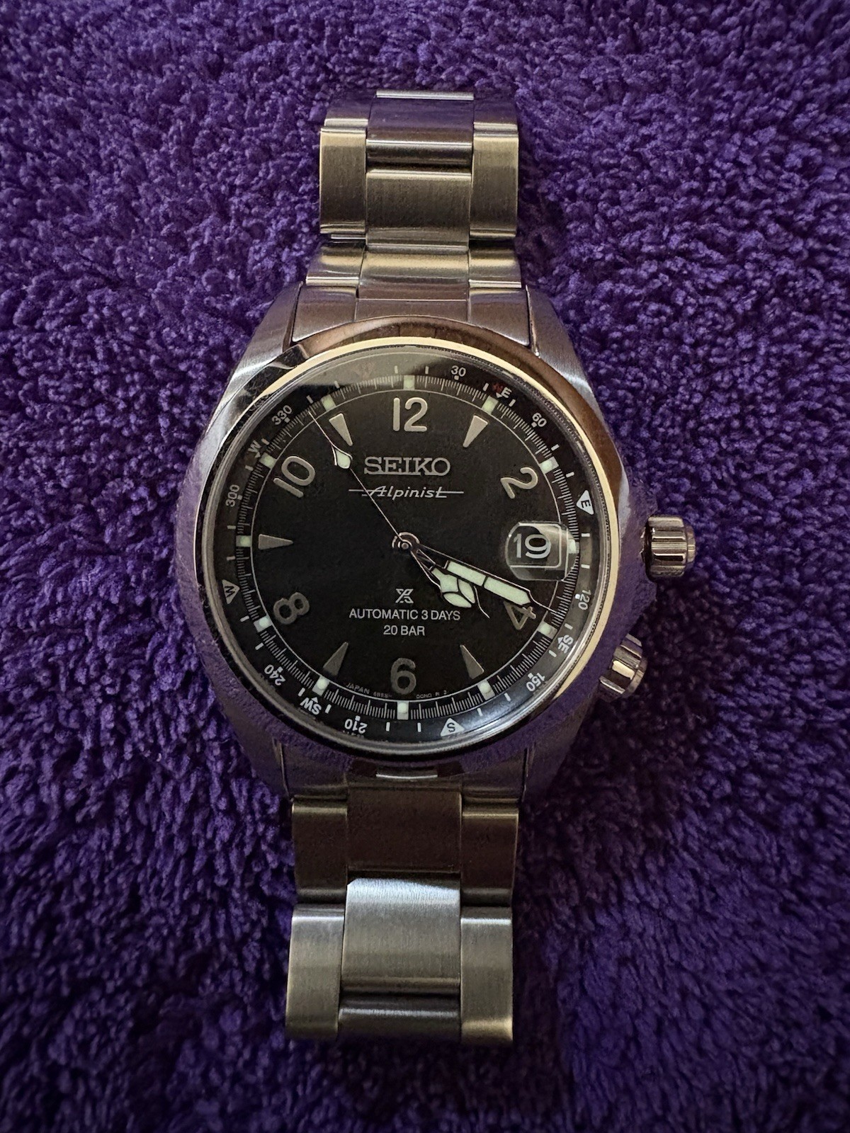 Seiko Prospex Alpinist Mechanical 39.5mm Black Dial Watch SPB505