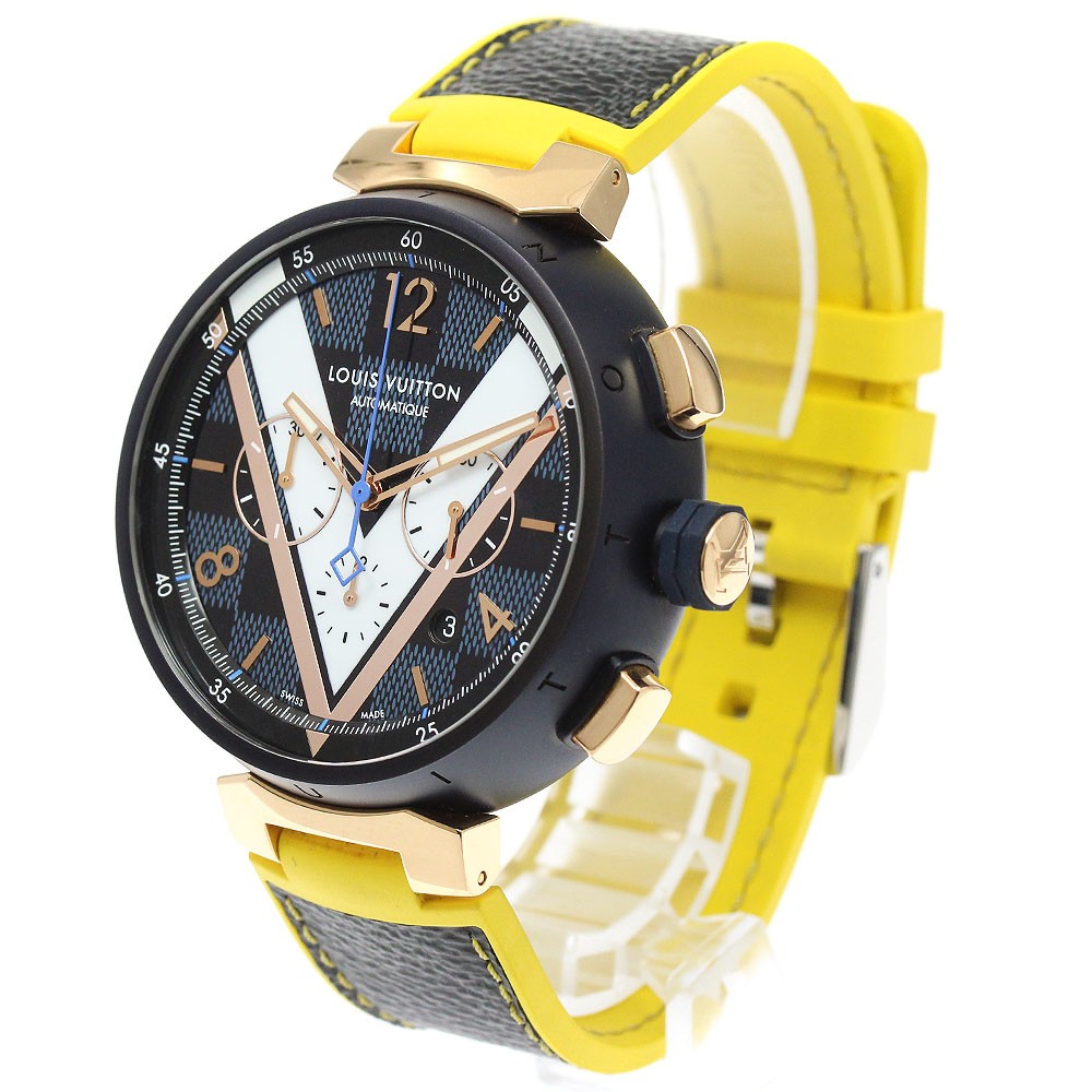 LOUIS VUITTON Tambour Damier Cobalt QA090 Automatic Men’s Watch_961264