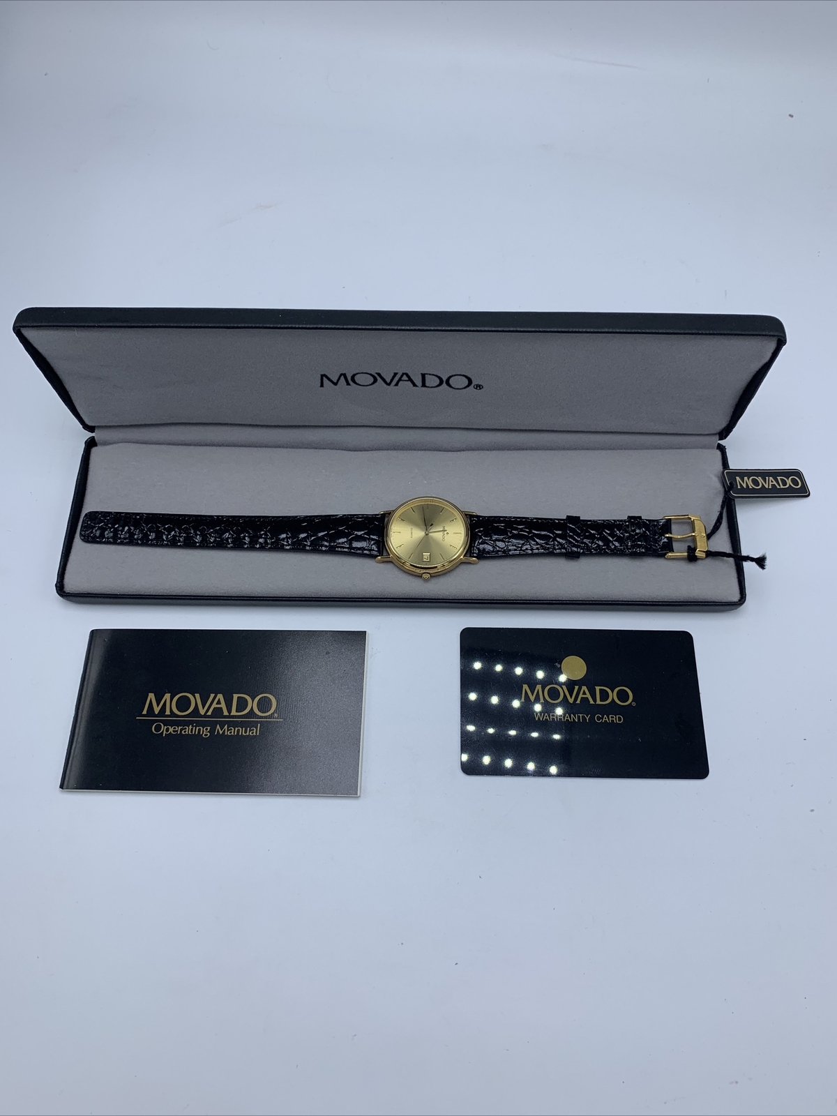 Movado Vintage 1990’s 87-59-885 Swiss Quartz Gold Plated Mens Watch New NOS READ