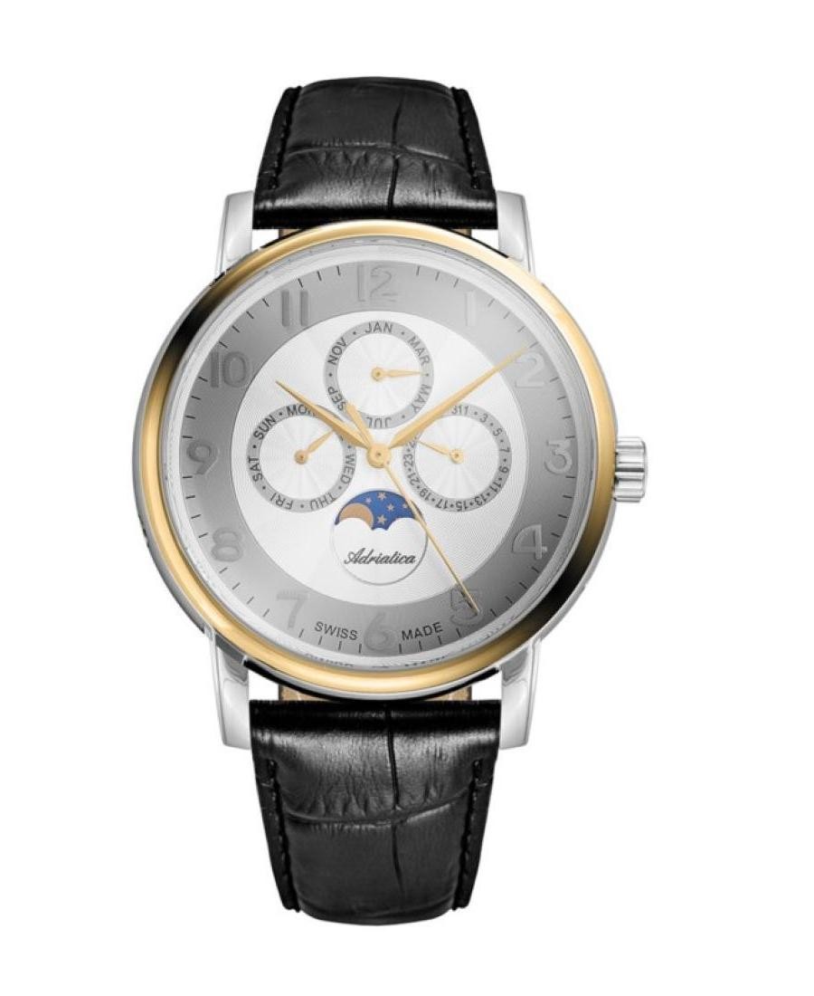 ADRIATICA Men Quartz Casual Watch Classic Dress Silver Dial Waterproof Swiss
