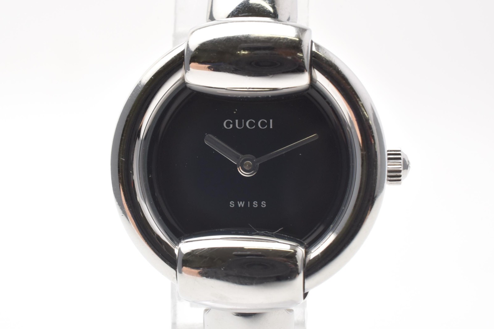 GUCCI 1400L Vintage Women’s Quartz Bangle Watch Silver Case Black Dial [Exc+4]