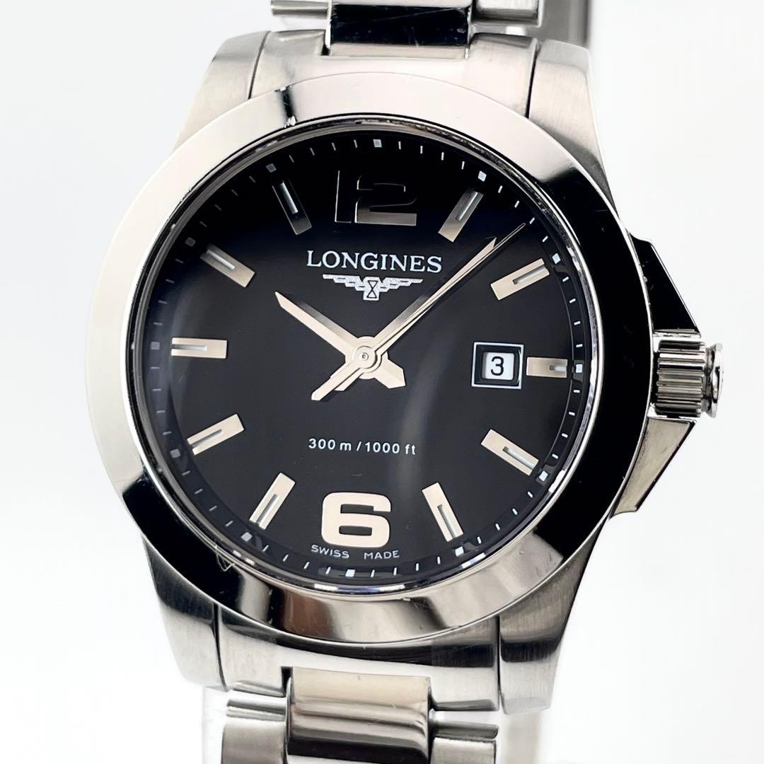 Longines Conquest Date Quartz Watch L3.277.4 Black Dial Men’s