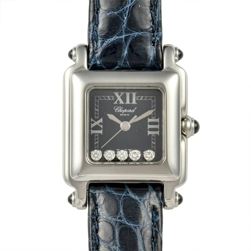 Chopard 27/8892-23 Happy Sport Square Quartz Watch with Blue Dial and 5 Diamonds