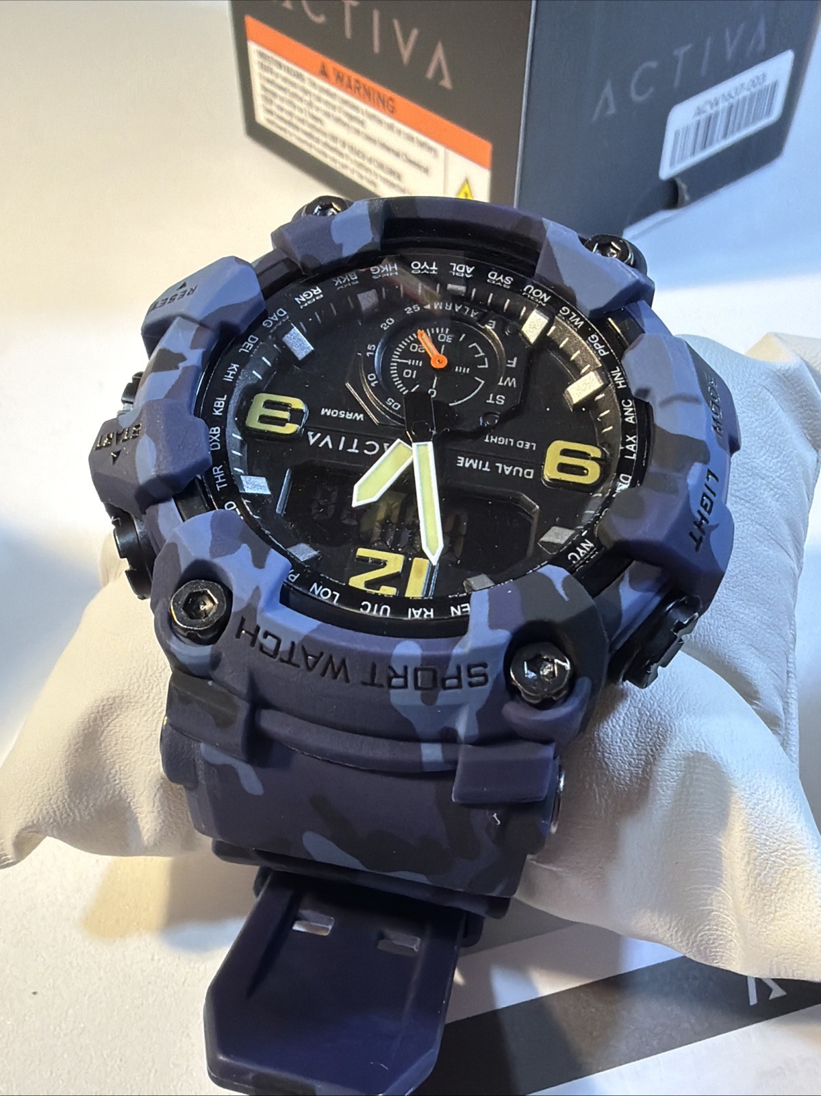 Activa x INVICTA Black Ops 56mm Men’s Watch Blue Camo Band ACW1637-003 NEW