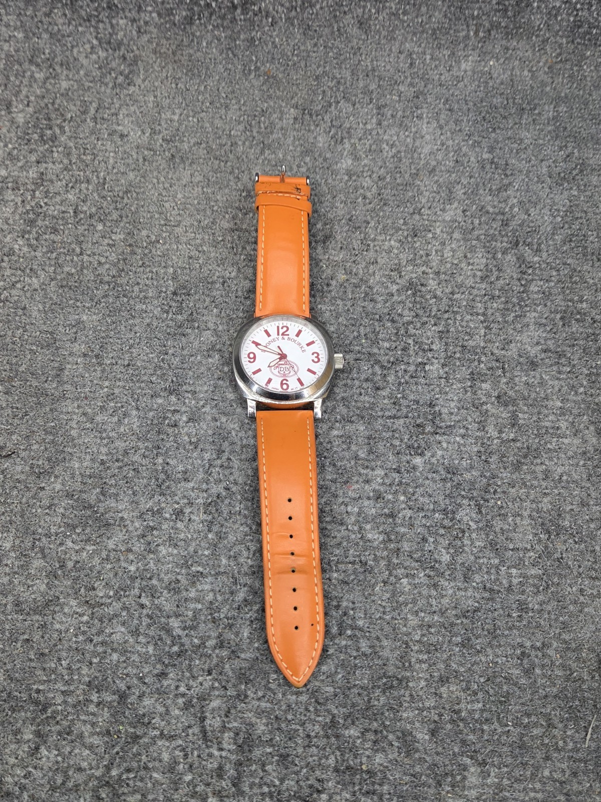 Vintage Dooney & Bourke Silver Large Face Orange Band Watch