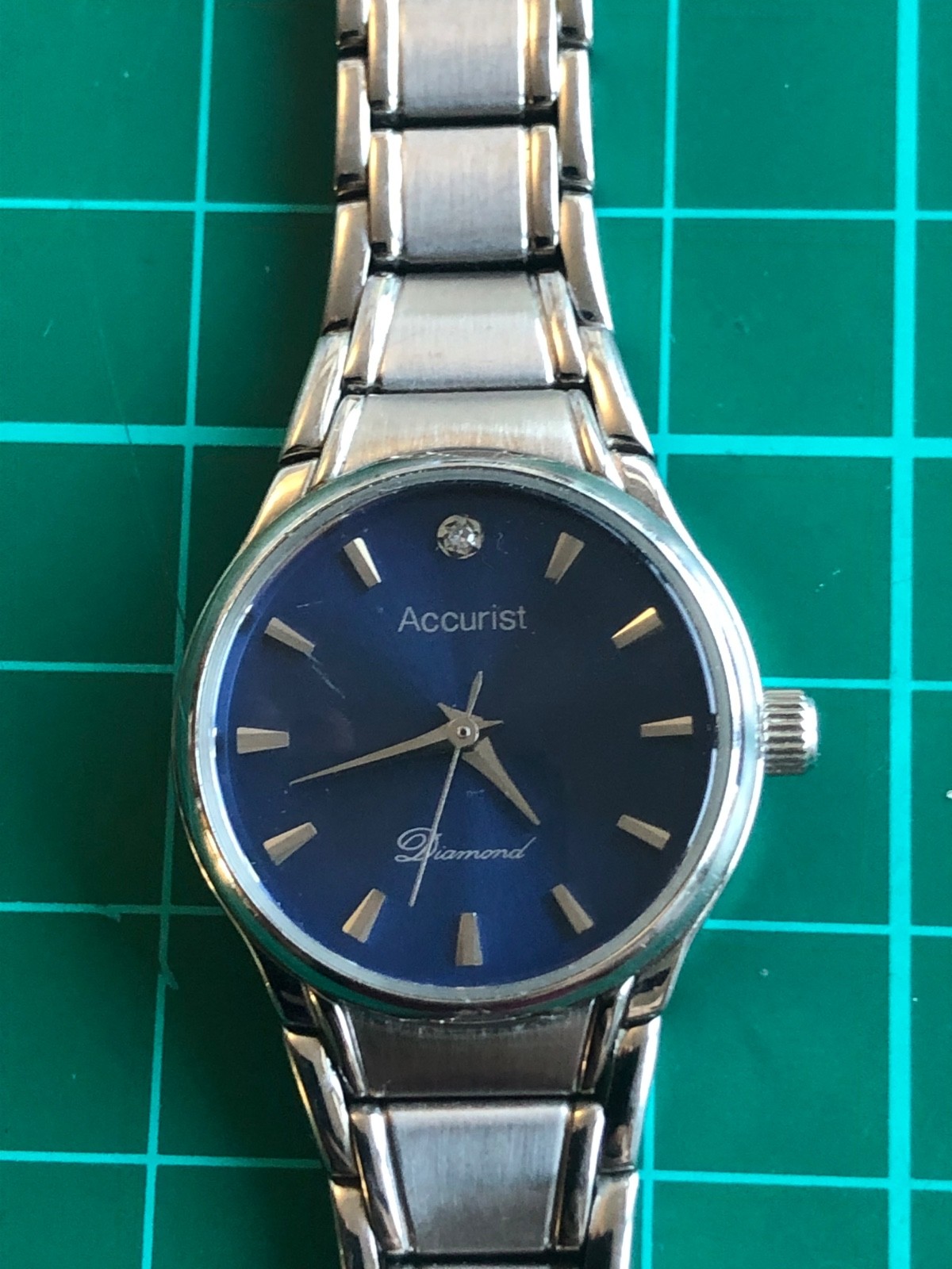 Ladies ACCURIST Diamond Watch, Blue Dial, New Battery Running