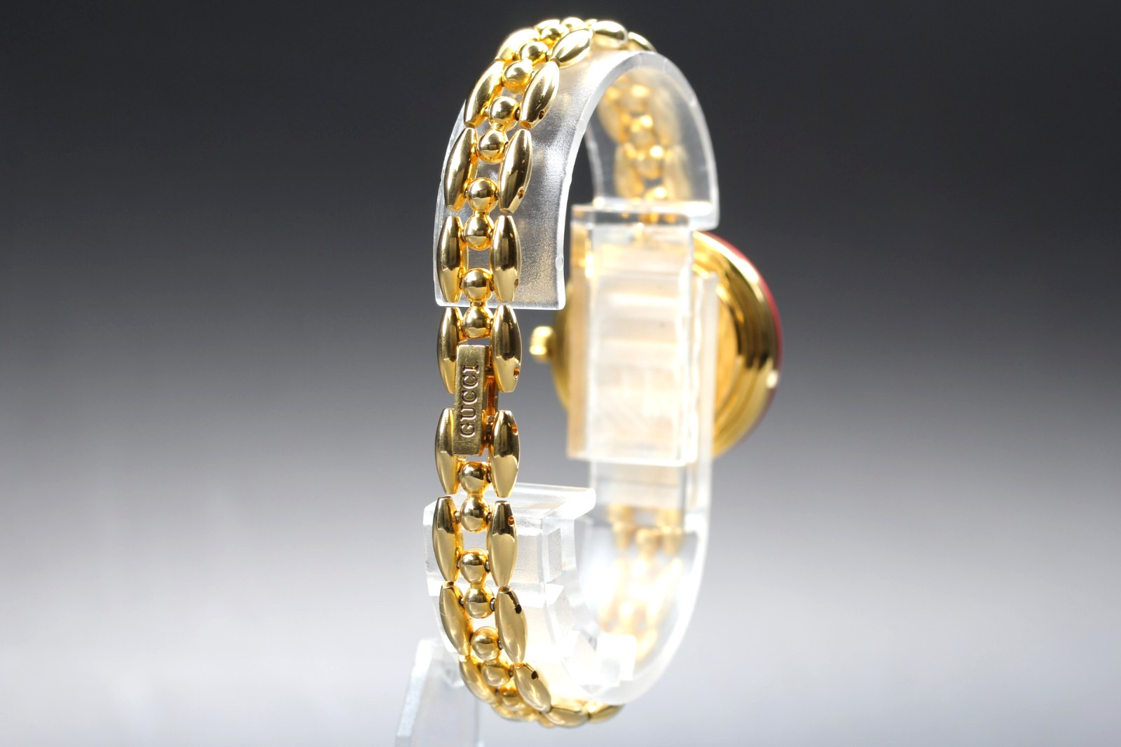 [Exc+5] Vintage GUCCI 1100-L Change Bezel Quartz Red Gold 26mm Women’s Watch