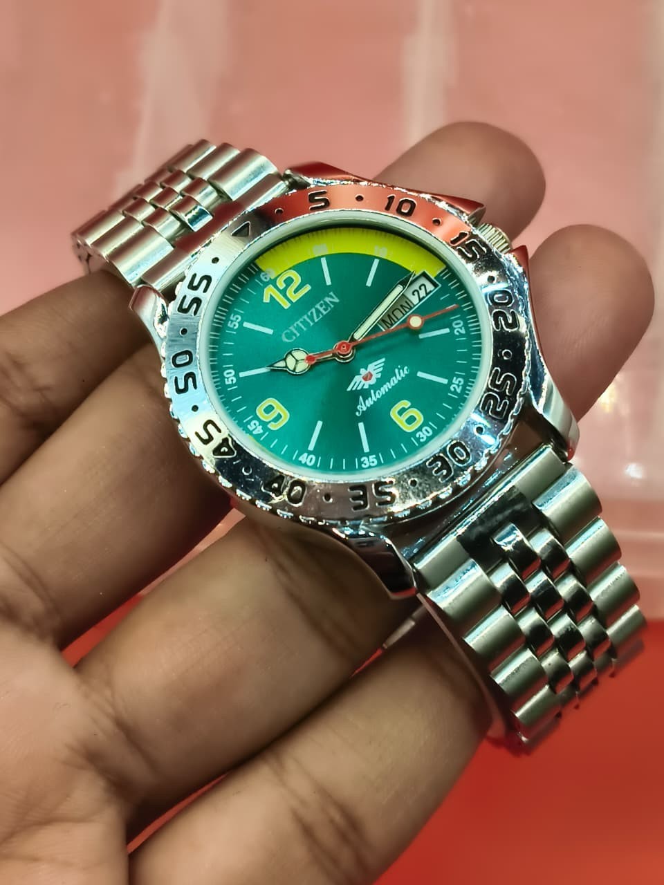 Automatic 8200 21Jewels Restored Dial Green DayDate Mens Japan Watch Vintage 59